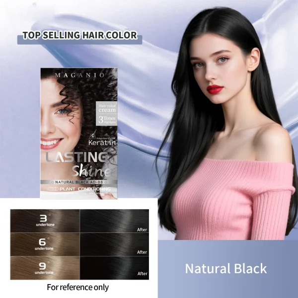 Magari Professional Double-Use Hair Color Cream - Keratin Enriched Lasting Shine (100ml + 100ml)