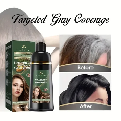 Magari 500ml Plant Fragrance Bubble Hair Dye Shampoo - Premium Herbal Color (5 Shades)