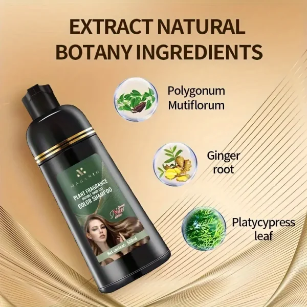 Magari 500ml Plant Fragrance Bubble Hair Dye Shampoo - Premium Herbal Color (5 Shades)