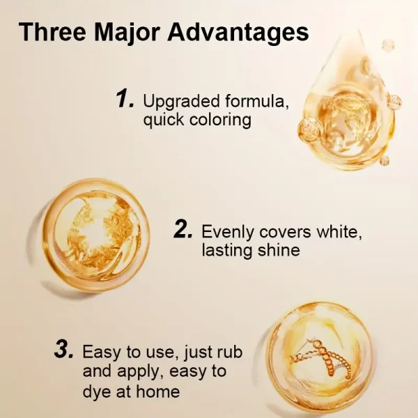 4-in-1 Instant Black Hair Dye Shampoo Sachet - 100% Gray Coverage Herbal Formula (30ml x 10 Pack)