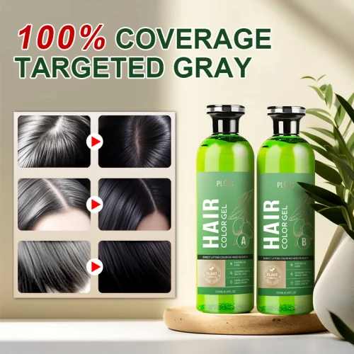 PLOG Crystal Black Oil Hair Color Gel - Castor Oil Enriched, 100% Gray Coverage (250ml + 250ml)
