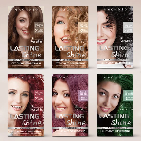 Magari Professional Double-Use Hair Color Cream - Keratin Enriched Lasting Shine (100ml + 100ml)