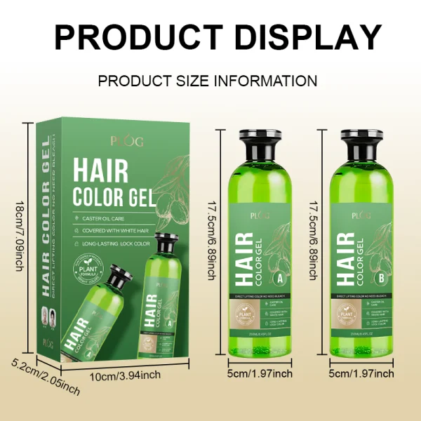 PLOG Crystal Black Oil Hair Color Gel - Castor Oil Enriched, 100% Gray Coverage (250ml + 250ml)