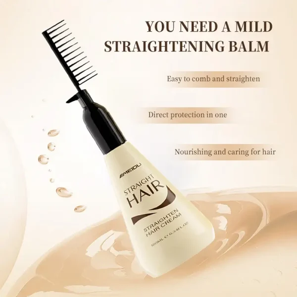 Meidu Hair Straightening Cream with Built-In Comb - Instant Smoothing & Frizz Control (180ml)