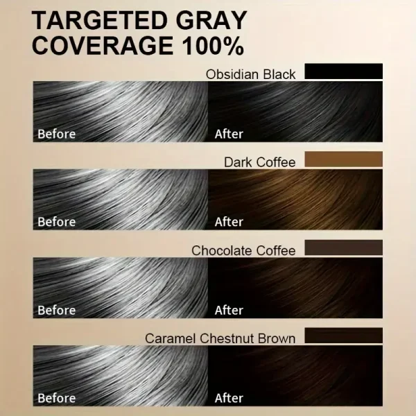 Premium 4-in-1 Herbal Hair Dye Bags - Instant Coffee Hair Color Shampoo Sachet (30ml)