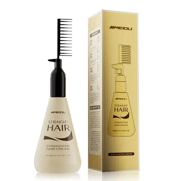 Meidu Hair Straightening Cream with Built-In Comb - Instant Smoothing & Frizz Control (180ml)
