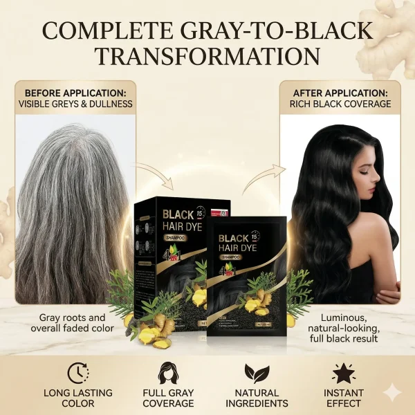 Premium 4-in-1 Herbal Hair Dye Bags - Instant Coffee Hair Color Shampoo Sachet (30ml)