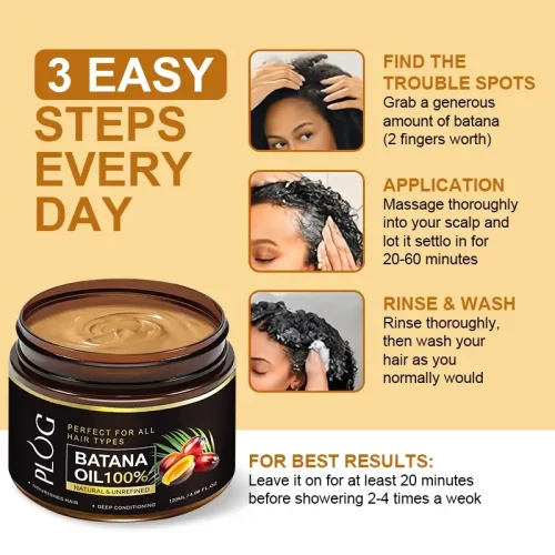 PLOG 100% Natural & Unrefined Batana Oil - Deep Conditioning & Hair Nourishment (120ml)