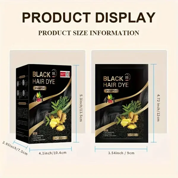 4-in-1 Herbal Hair Dye Bags - Instant Coffee Hair Color Shampoo Sachet (30ml)