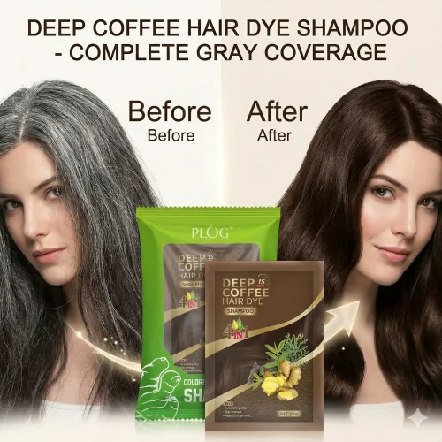 PLOG 5-Pack Herbal Hair Dye Shampoo - Instant Colored Plant-Based Formula (4-in-1)