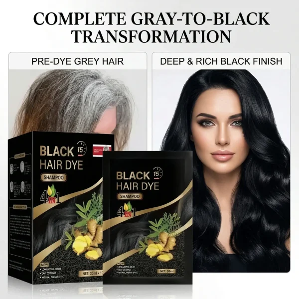 4-in-1 Herbal Hair Dye Bags - Instant Coffee Hair Color Shampoo Sachet (30ml)